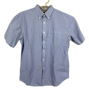 L.L. Bean Men Gingham Check Button Down Shirt Large Short Sleeve Traditional Fit